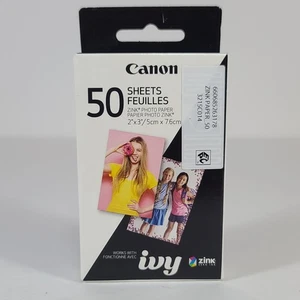 Canon Ivy Zink 2 x 3" Photo Paper Sticker Peel & Stick Back 50 Sheets - Picture 1 of 6