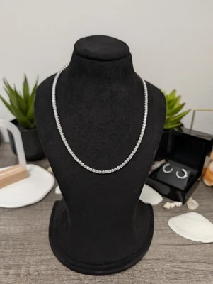 12CT Diamond Tennis Necklace Lab Grown Diamond - 14K Solid Gold or 925 Silver - Image 1 of 4