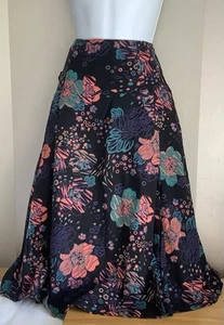 Fat Face Black Mix Cotton/Linen Floral Skirt Size 10-12 - Picture 1 of 6