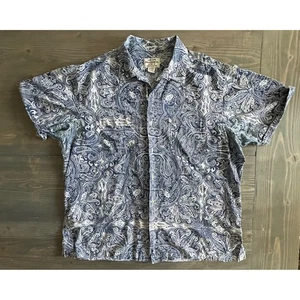 Ralph Lauren Polo Jeans Co Shirt Mens XL Blue Paisley Print Cotton Short Sleeve - Picture 1 of 7