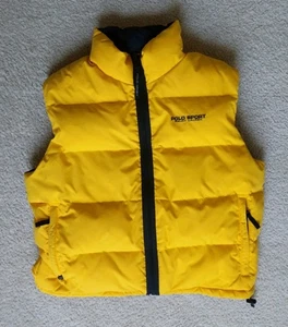 Polo Sport Ralph Lauren Weste Herren L gelb Daunen Puffer gesteppt Reißverschlusstaschen - Bild 1 von 9