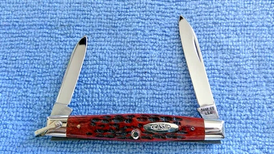 Cuchillo bolígrafo Case 1965-1969 62042 increíble centro hinchado hueso rojo sin usar Foto 1 de 4