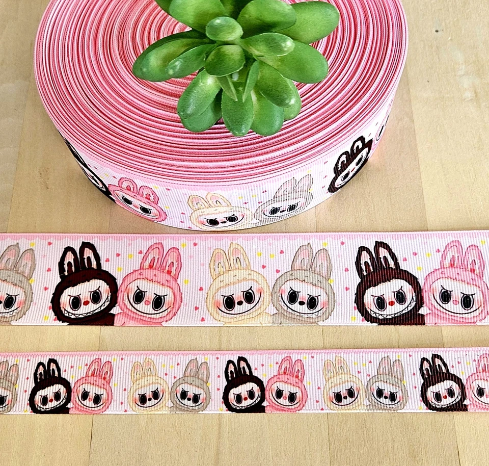 7/8 & 1.5" (1 YD) Labubu Grosgrain Ribbon The Monsters Furry Forest Monsters - Image 1 of 1