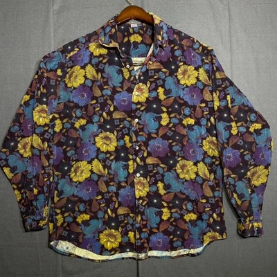 Vintage Neiman Marcus Floral Abstract Corduroy Mens M (Fits Large) Made in Italy - Image 1 of 4
