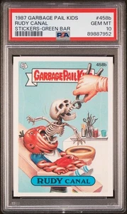 PSA 10 GEM MINT 458b RUDY CANAL GREEN BAR ERROR 1987 Topps Garbage Pail Kid OS11 - Picture 1 of 2