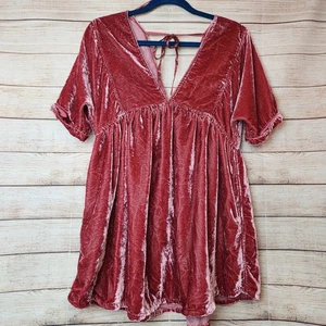 Free People Ivy Velvet Mini Dress Swing Flowy Boho Western Maroon Size XS/TP - Picture 1 of 20