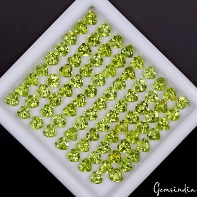 40.90 Ct Natural Untreated Green Peridot Heart Faceted Loose Gemstone Lot 80 Pcs - Image 1 of 4