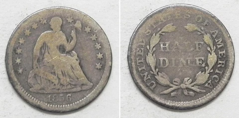 X4686  1856 Liberty Seated Half Dime H10c, G/VG Cover
