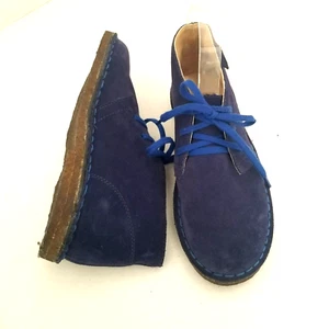 LL Bean Chukka Ankle Boots Big Kids 5 Dark Blue Suede Lace Up - Picture 1 of 12