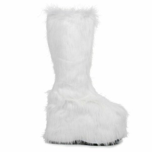 white fluffy platform boots
