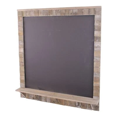 Large Blackboard with Shelf 3 Double Hooks Storage Display Driftwood Effect - Image 1 of 4