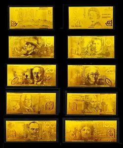 24KT Limited Edition 99.99% Gold Australian Bank Note Set Rare Banknote Album - Picture 1 of 15