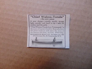 1922 CHIEF Wahna-Tonda Kanus kleiner Vintage Kunstdruck Anzeige - Bild 1 von 1