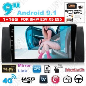 9'' For Android 9.1 Quad-core 1GB+16GB Car Stereo Radio GPS For BMW E39 E53 X5 - Picture 1 of 17