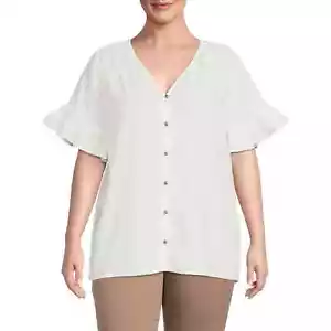 Terra & Sky kurzärmeliges Damen-Oberteil V-Ausschnitt gekräuselt NEU - Bild 1 von 11
