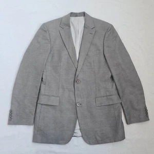 Hugo Boss 55% Linen 45% Cotton Mens Sport Coat Size 40L Blazer Jacket Gray - Picture 1 of 24