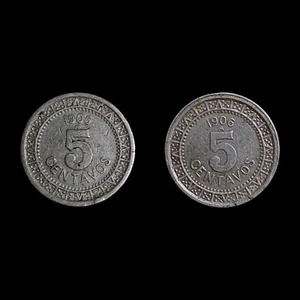MEXICO. 1906, 5 Centavos - Lot of 2 Varieties, Small Date with Low 6 DDR - Picture 1 of 12
