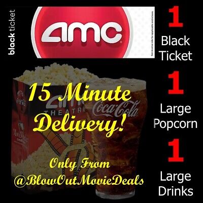 ⚡️15 MIN DELIVERY!⚡️ AMC Movie Theaters, Black Ticket, Popcorn, Drink, Sept 2023 • 14.95$