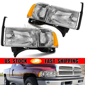 1994-2001 Dodge Ram 1500 2500 3500 Headlights w/Corner Lights Signal Lamps 94-01 - Picture 1 of 10