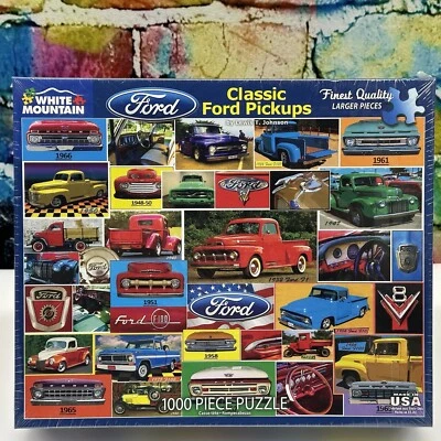 WHITE MOUNTAIN 1000 Piece Jigsaw Puzzle Classic Ford Pickups Trucks Sealed NEW! - Image 1 of 4
