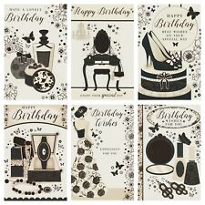 Female Open Black & Gold  Birthday Cards ~ Various Designs   #2