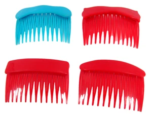 4 x Plastic Split HAIR COMB for Fascinator Millinery Hats - Blue & Red - Picture 1 of 8