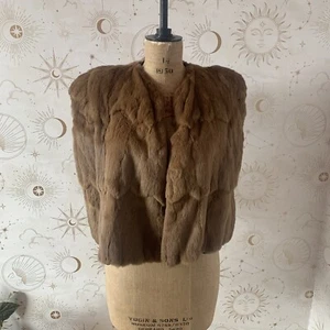 Original Vintage 1930s 40s Art Deco Real Fur Cocktail Party Evening Cape - Picture 1 of 7