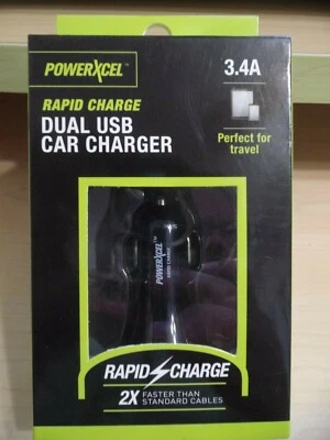 POWERXCEL Rapid Charge Dual USB Car Charger (Black) - Image 1 of 2