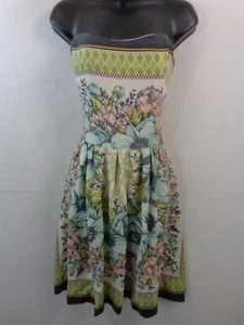 Nicole Miller Dress Women's 8 Multicolor 100% Silk Strapless Floral - Picture 1 of 14