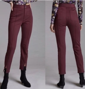 Anthropologie Maeve Skinny-Hose hoch geschnittener Saum mit Naht Pflaume Gr. 6 - Bild 1 von 6