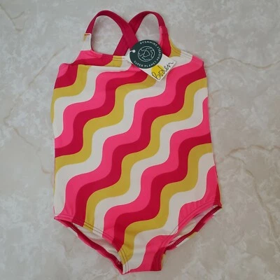 Boden Fiesta Rosa Onda 1 pieza Traje de Baño Traje de Baño Niñas 18-24m Nuevo Oro Rosa Foto 1 de 4
