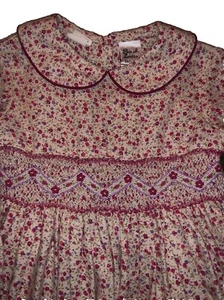 Sarah Louise England Red & Cream Smocked & Embroidered Floral Dress Sz 3 yrs - Picture 1 of 9