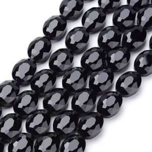 5 Strands Crystal Glass Loose Beads Oval Faceted Black 16x13mm 20pcs/strand - Picture 1 of 2