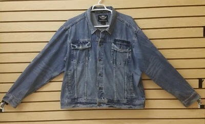 BONITA CHAQUETA DE MOTO PARA HOMBRE 2XL HARLEY DAVIDSON AZUL DENIM DISEÑO EAGLE Foto 1 de 4