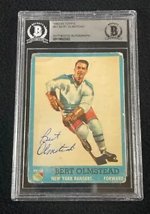 Bert Olmstead Signed 1962/63 Topps Card #57 New York Rangers Beckett Certified - Picture 1 of 2