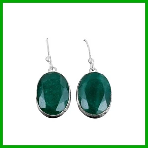 Natural Zambian Emrald 925 Sterling Silver Drop Birthday Gift Earrings Jewelry - Picture 1 of 7