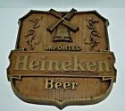 1970's  Imported Heineken Beer Wood Grain Look Plastic Sign 11 x 11 Man Cave-Bar