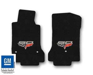 2013 Corvette C6 Carpet Front Floor Mats with 60th Anniversary Logo - Ebony - Picture 1 of 10