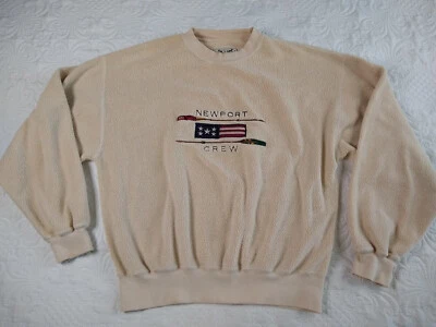 Sudadera J.Crew Oarsman 193 Para Hombres M Beige Bordada Newport Crew Bandera De Colección Y2k Foto 1 de 4