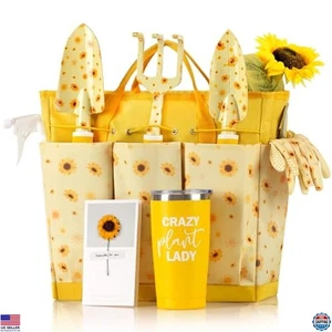 Sunflower Garden Tool Set – Heavy Duty Hand Tools & Tote Bag, Yellow - Picture 1 of 6