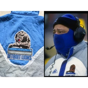 Detroit Lions 90s APEX puffer jacket XL blue silver NFL Pro Line vintage - Picture 1 of 16