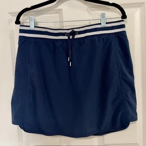 Athleta Skort Rock marineblau gestreift mit Reißverschlusstaschen Tennis Golf Wandern Größe 10P - Bild 1 von 6
