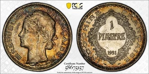 Piastre Indo China Francesa 1931 graduación profesional AU55 - Imagen 1 de 1