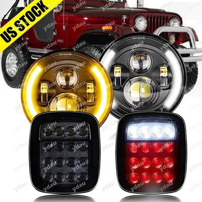 Faros LED de 7 pulgadas luces traseras luces de freno traseras para Jeep Wrangler TJ CJ5 CJ7 Foto 1 de 4