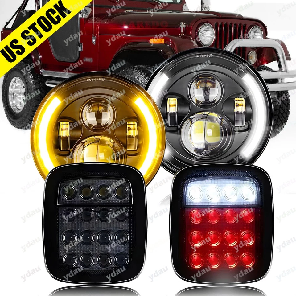 Faros LED de 7 pulgadas luces traseras luces de freno traseras para Jeep Wrangler TJ CJ5 CJ7 Foto 1 de 4