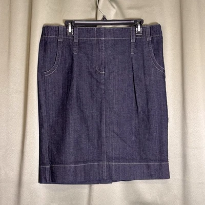 Ann Taylor Loft Women's Dark Wash Blue Denim Wide Hem Skirt Size 14 NEW! - Image 1 of 4
