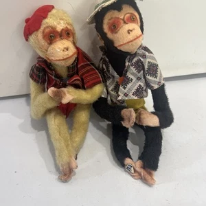 2 Vintage 50’s Bendable Poseable Plush Monkeys Made In Japan. - Picture 1 of 9