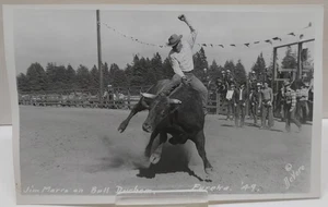 Jim Marrs on Bull Durham - Eureka.   '49.  - POST CARD - listing #8340 - Picture 1 of 8