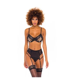 Women's Sexy Babydoll Lingerie Open Cup Bra Set G-String Thong Panties S/M - Picture 1 of 2