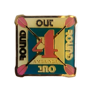 Vintage NDA National Darts Association AMOA 4 Round Out Jacket Lapel Pin j - Picture 1 of 5
